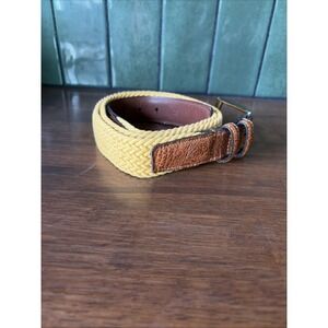 Torino Leather Woven Knit Stretch Braid Belt Size 38 Yellow 69506